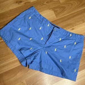 Ralph Lauren Sport Ladies Size 12 Carolina Blue Shorts with Yellow Logos